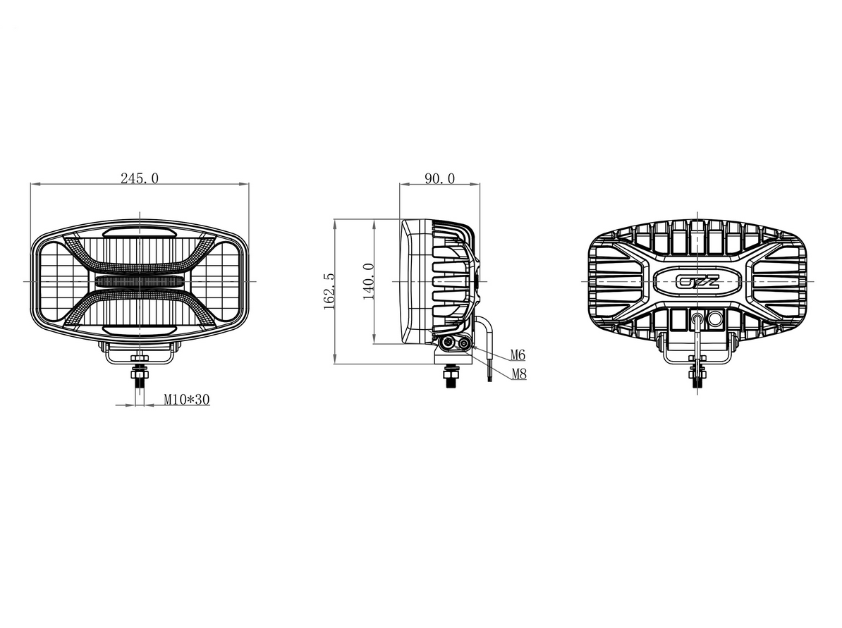 OZZ XO1 P LED Extraljus ovalt - Vit