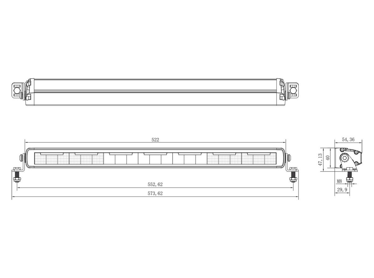 Briod Lights ljusramp 522 med Varningsljus och Pos.ljus Gul/Vit