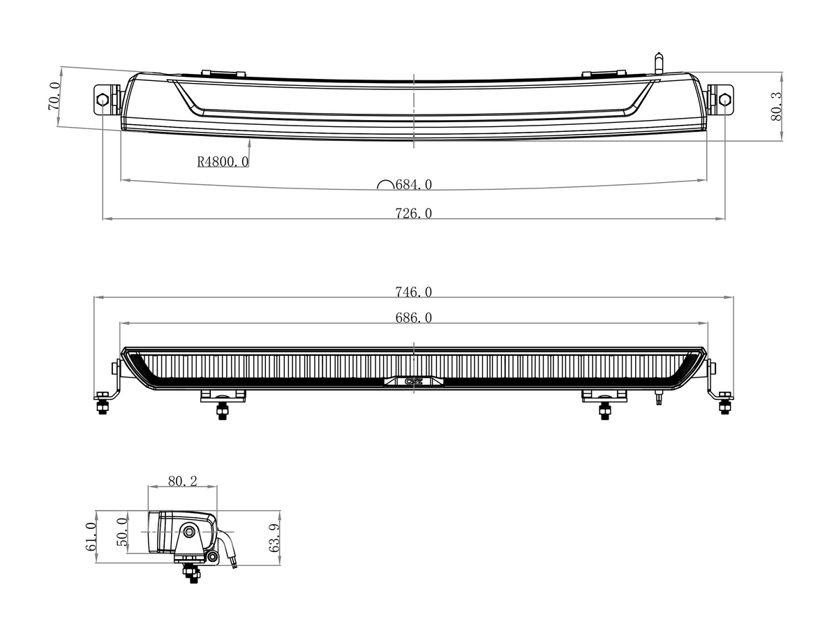 OZZ XB1 P27" Extraljusramp  med positionsljus Orange/Vit - Vit