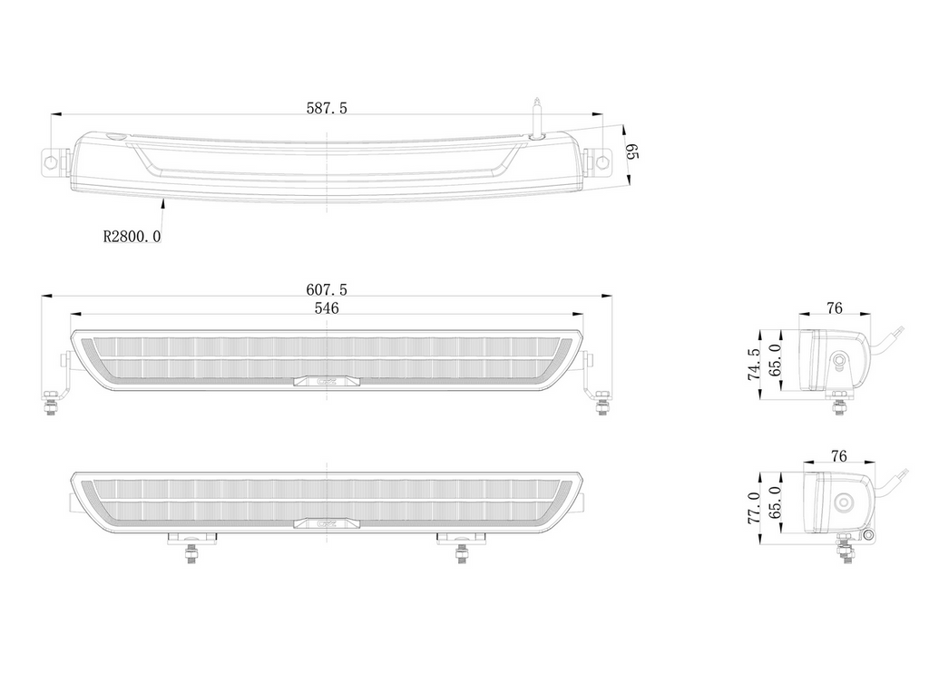 OZZ DRB1 P20" LED Extraljusramp - Vit