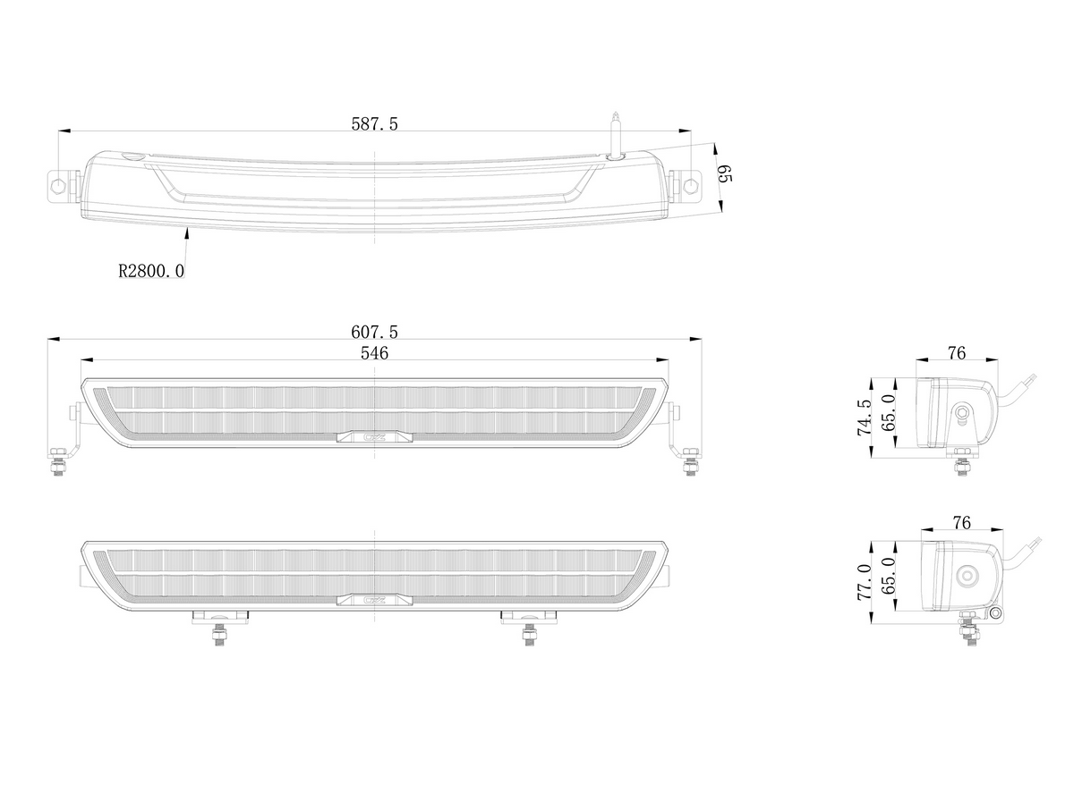 OZZ DRB1 P20" LED Extraljusramp - Vit